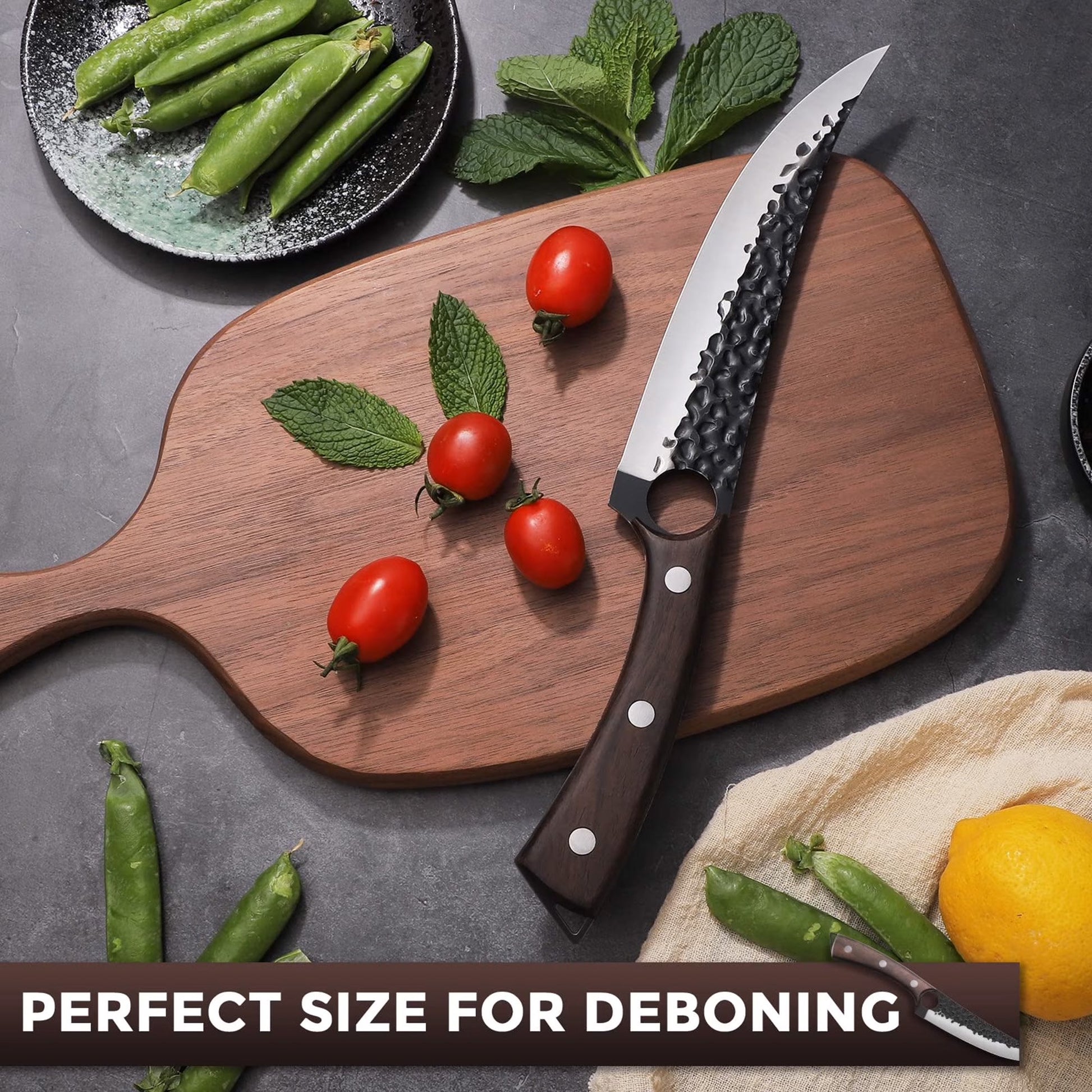 ACMETOP 7 Inch Boning Knife Hand Forgead Fillet Knife Full Tang Chef Knives Meat Vegetable Cleaver High Carbon Steel Kitchen Knives Christmas Gift for Men and Women