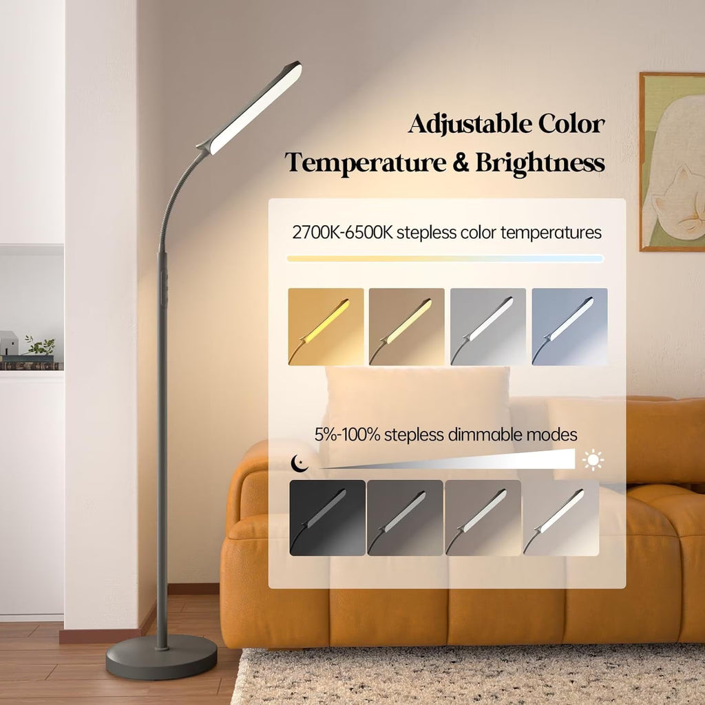 ACMETOP LED Floor Lamp for Living Room with Remote Control, Standing Lamp with Stepless Dimmable & 4 Color Temperatures Bulb