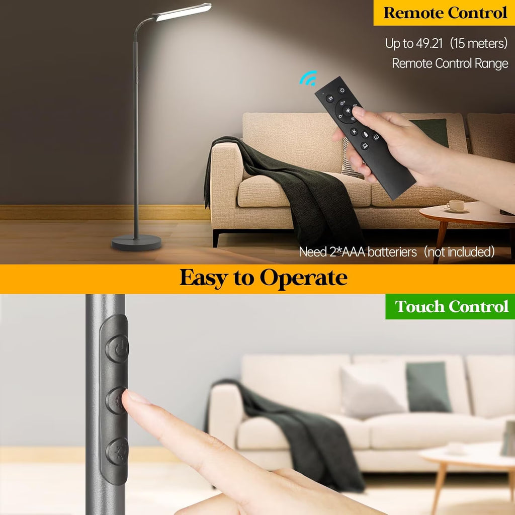ACMETOP LED Floor Lamp for Living Room with Remote Control, Standing Lamp with Stepless Dimmable & 4 Color Temperatures Bulb