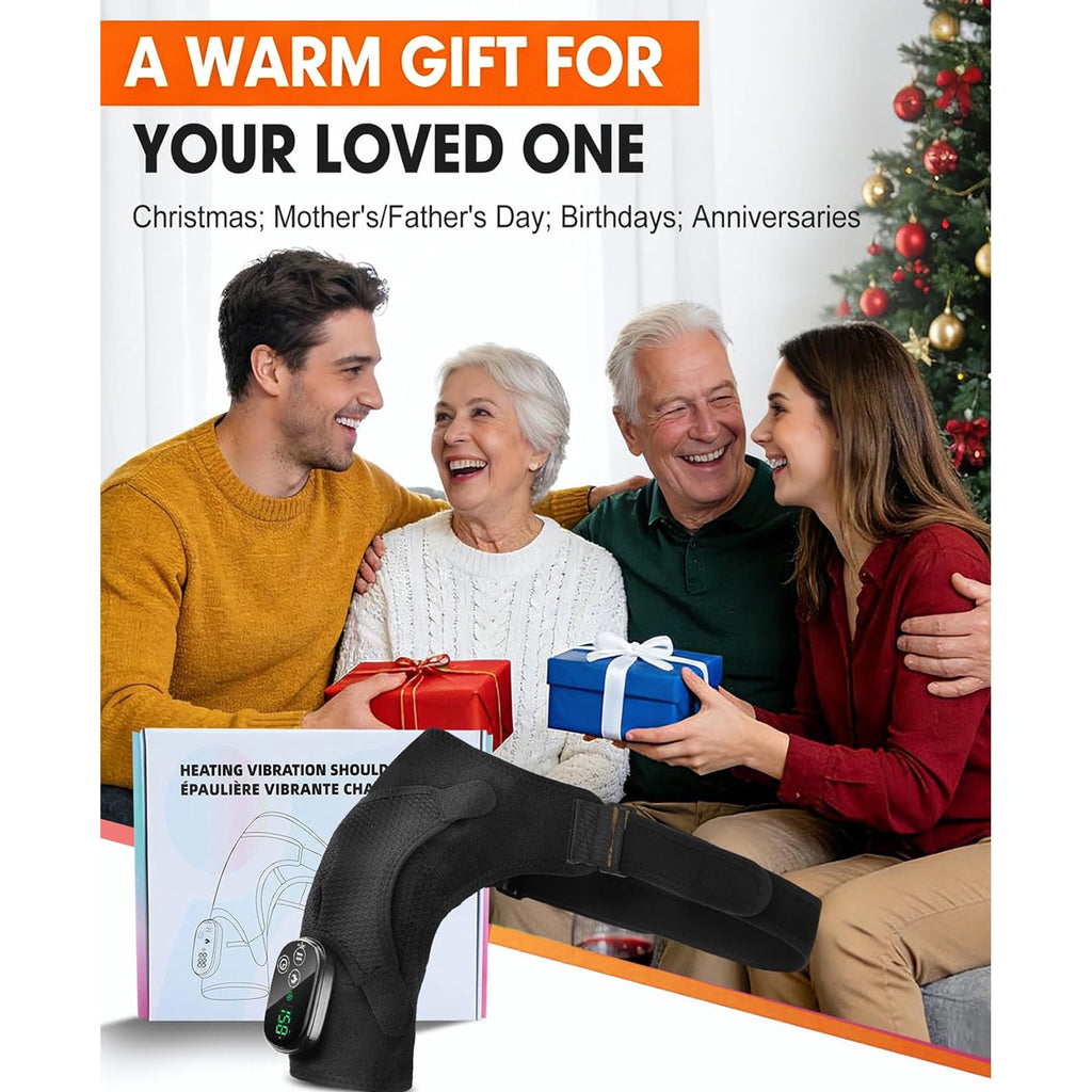 Morfone Cordless Red Light Shoulder Wrap with 3 Heat & 3 Vibration, Shoulder Massager Heating Pad, 660nm Red & 850nm near-Infrared Light,Black