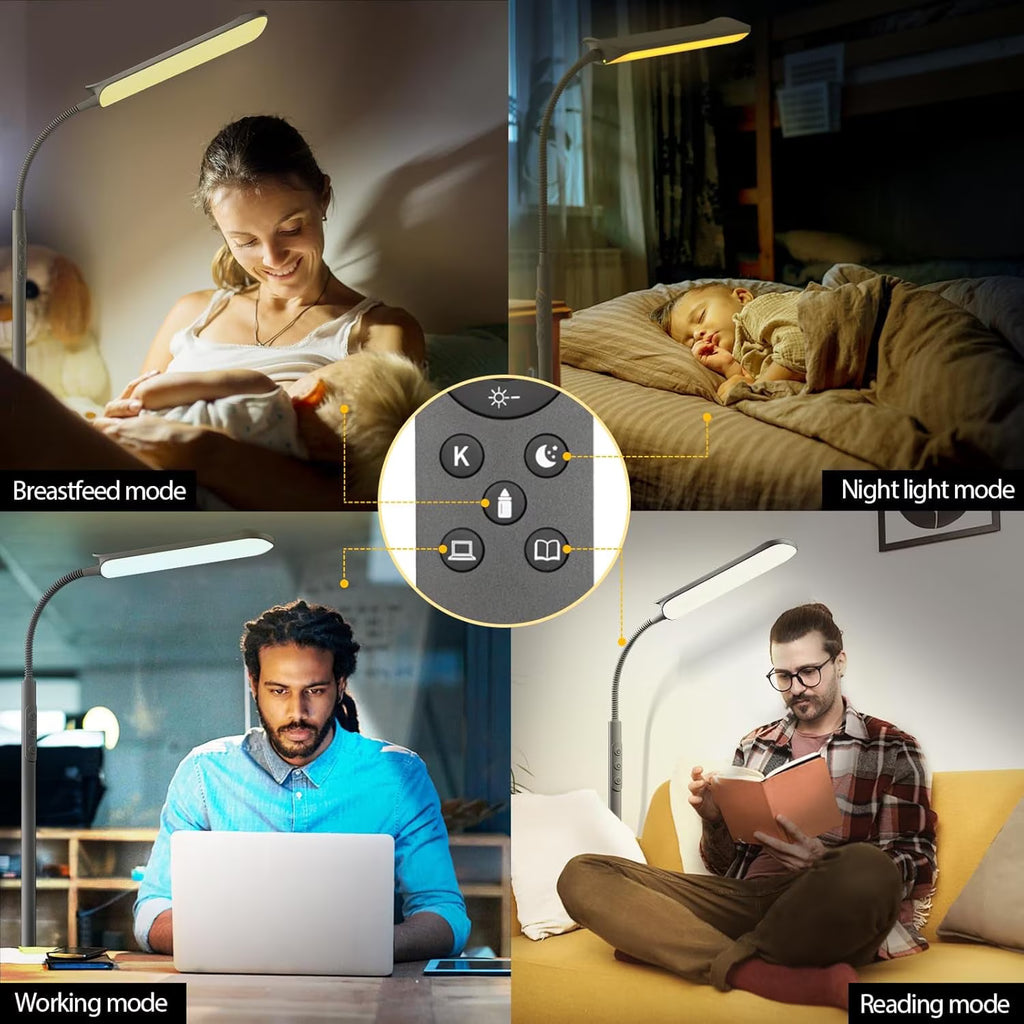ACMETOP LED Floor Lamp for Living Room with Remote Control, Standing Lamp with Stepless Dimmable & 4 Color Temperatures Bulb