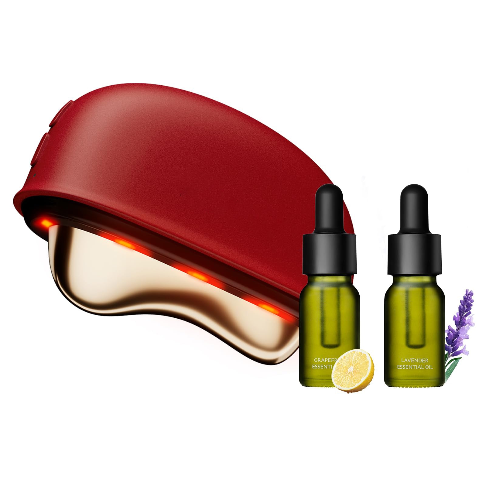 Morfone Heated LED Red Light Therapy Gua Sha Face & Neck Massager with 2×10ml Massage Oil