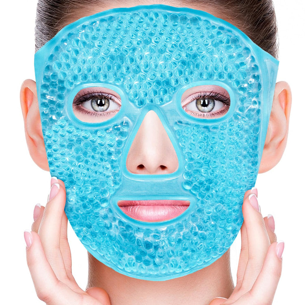 Morfone Hot Cold Face Mask, Reusable Ice Eye Mask with Cooling Gel Compress for Dark Circles, Puffiness, Headache Relief and Skincare at Home