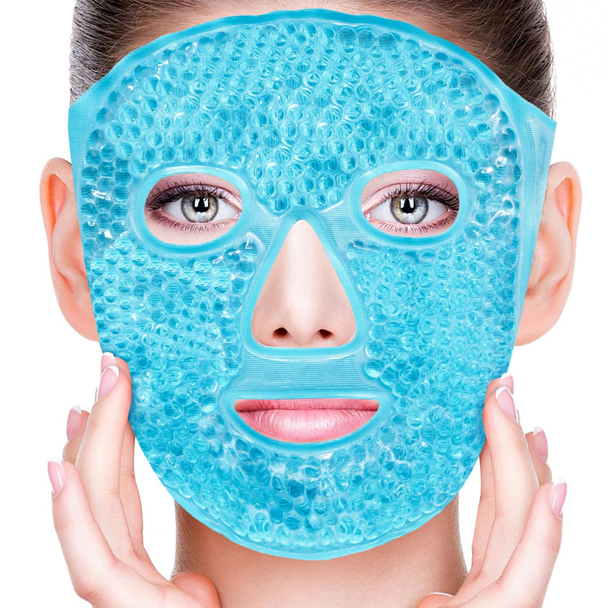 Morfone Hot Cold Face Mask, Reusable Ice Eye Mask with Cooling Gel Compress for Dark Circles, Puffiness, Headache Relief and Skincare at Home