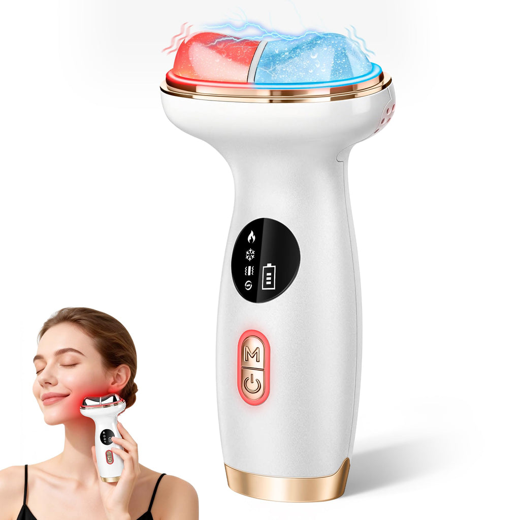 Morfone Cold and Heated Electric microcurrent facial device,  , 7-in-1 led facial Puffiness，Face and Neck  Sculpting Massager, for Lifting, Contouring, and Firming