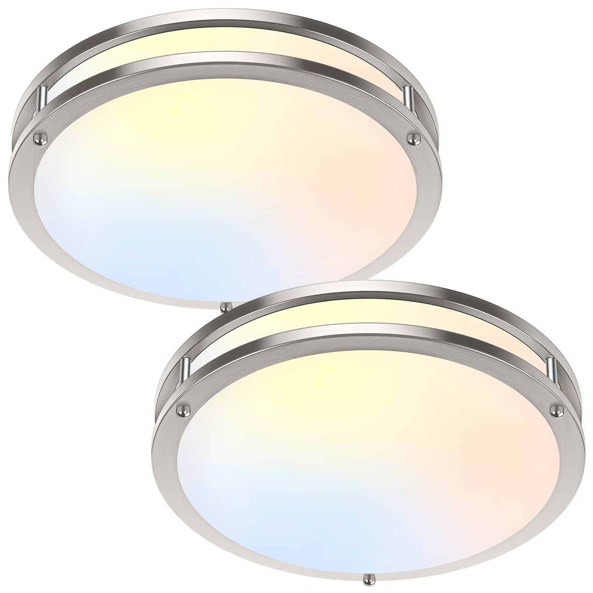 Beichen 36W 3600LM LED Ceiling Lights, 5-Color Temperature Dimmable Flush Mount, 2 Pack 13 Inch Modern Ceiling Lamps for Bedroom&Kitchen