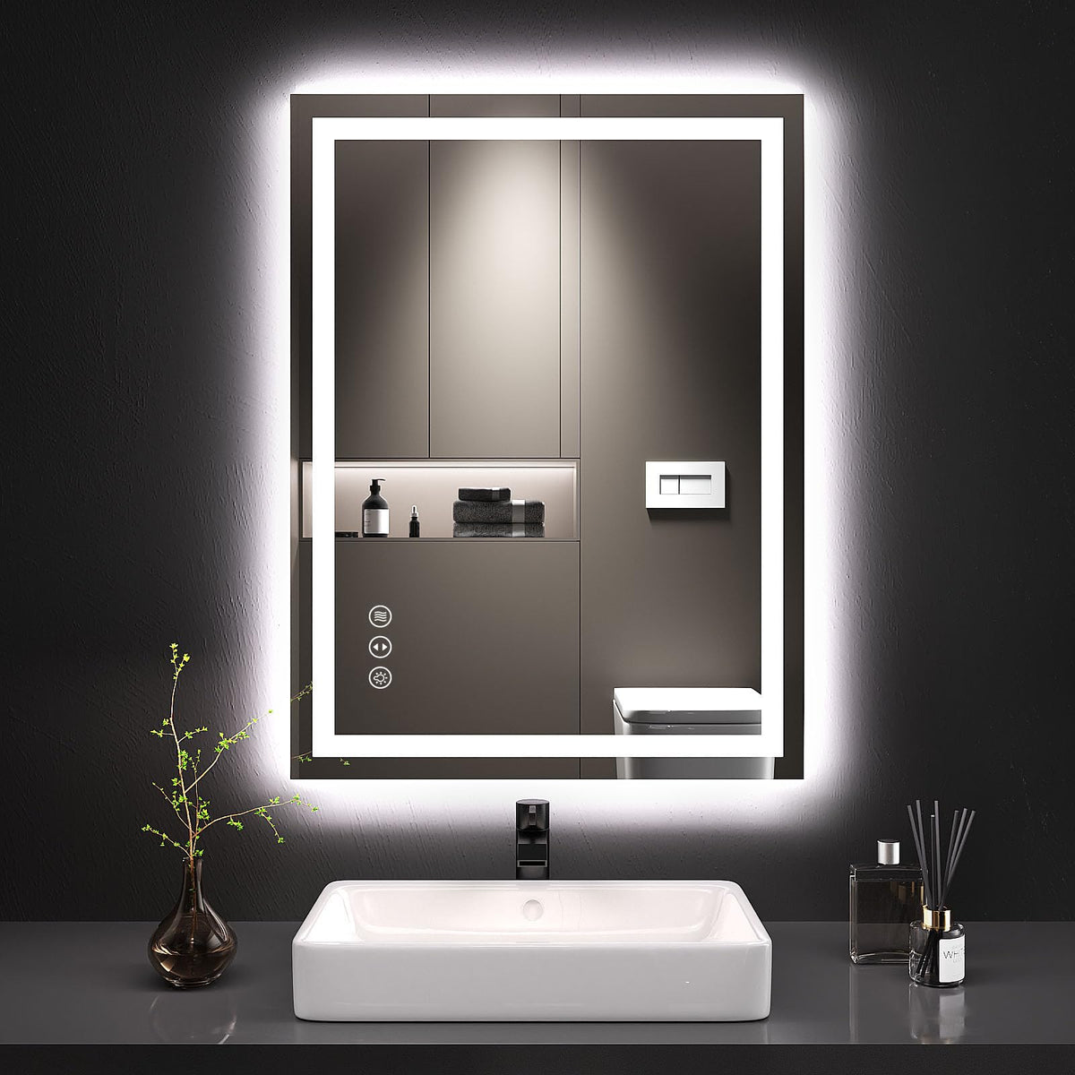 Beichen 24x32 Inch LED Bathroom Mirror, 3 Color Dimmable Lights, Anti-Fog Backlit&Front Lit, Memory Function, Tempered Glass for Bathroom