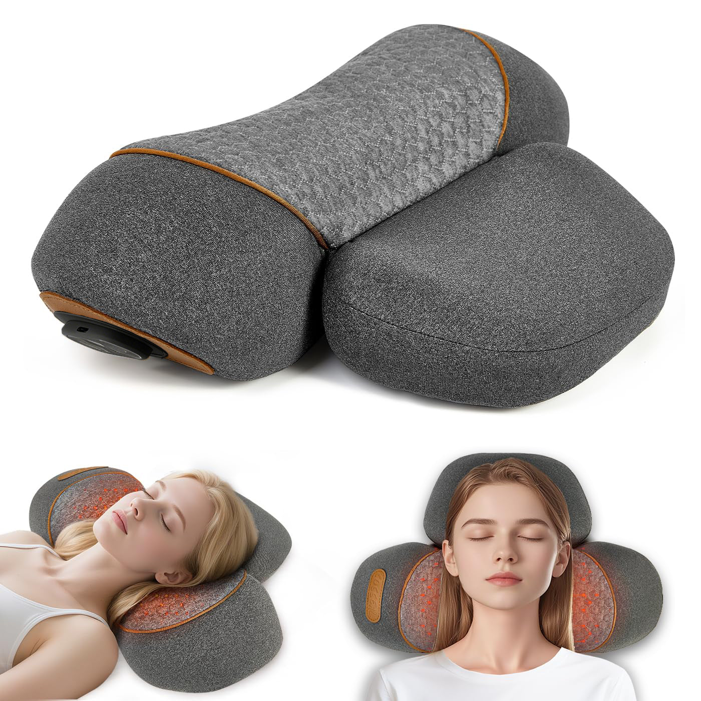 Morfone 3-in-1 Heating and Massage Neck Pillow for Relieving Shoulder and Back Pain Cervical Massage Pillow Gray