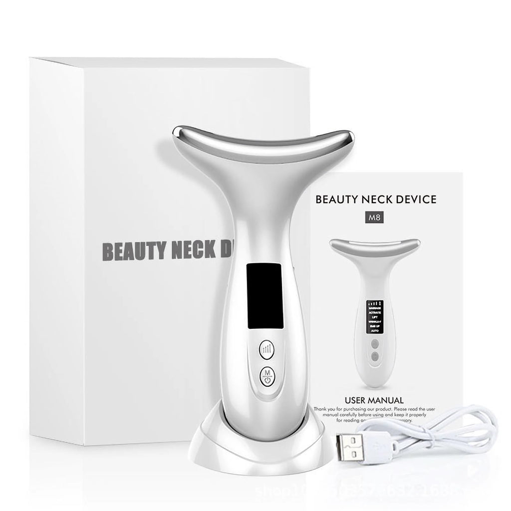 Morfone EMS 7-Color LED Face & Neck Massager with Vibration & Heat Facial Sculpting Wand