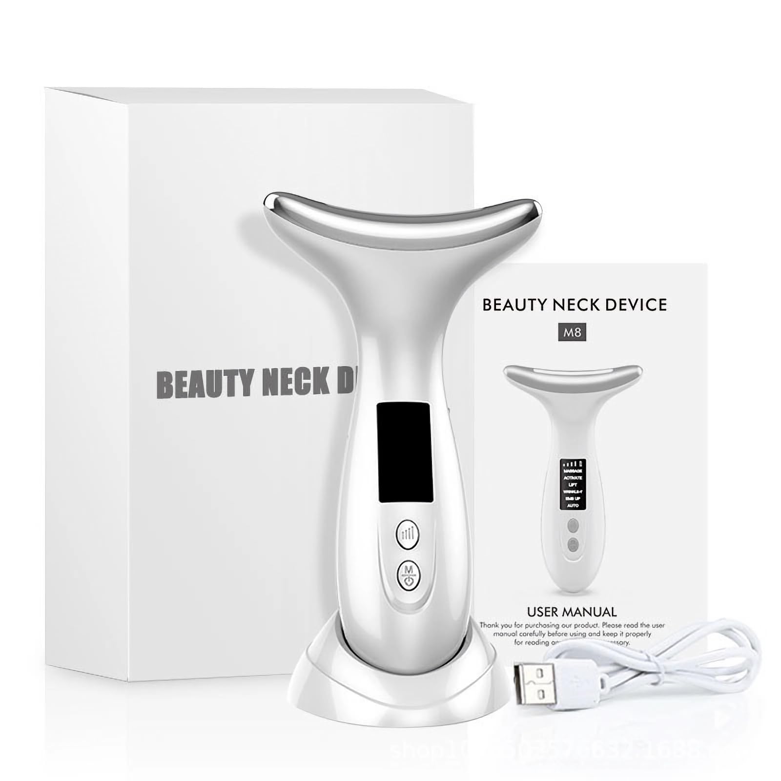 Morfone EMS 7-Color LED Face & Neck Massager with Vibration & Heat Facial Sculpting Wand