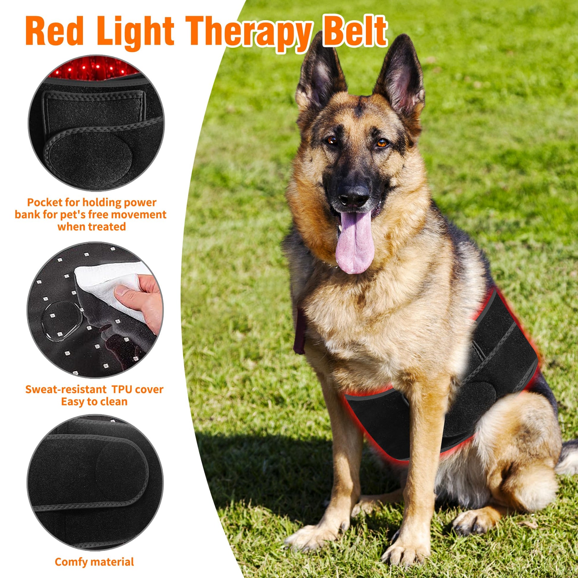 Morfone 660nm+850nm Pet Red Light Therapy Pad Infrared Light Therapy Wrap for Dogs & Cats