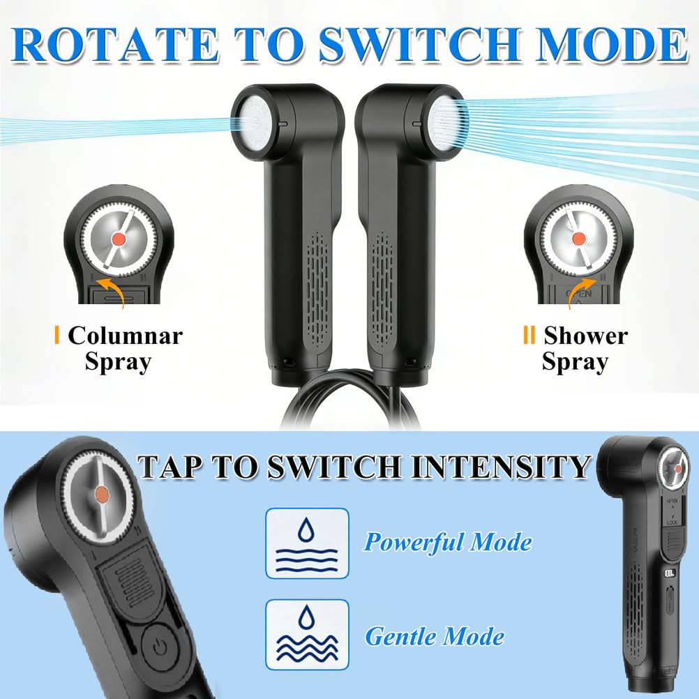 Morfone is a portable electric travel bidet featuring two spray modes and a 2.5 liter water tank