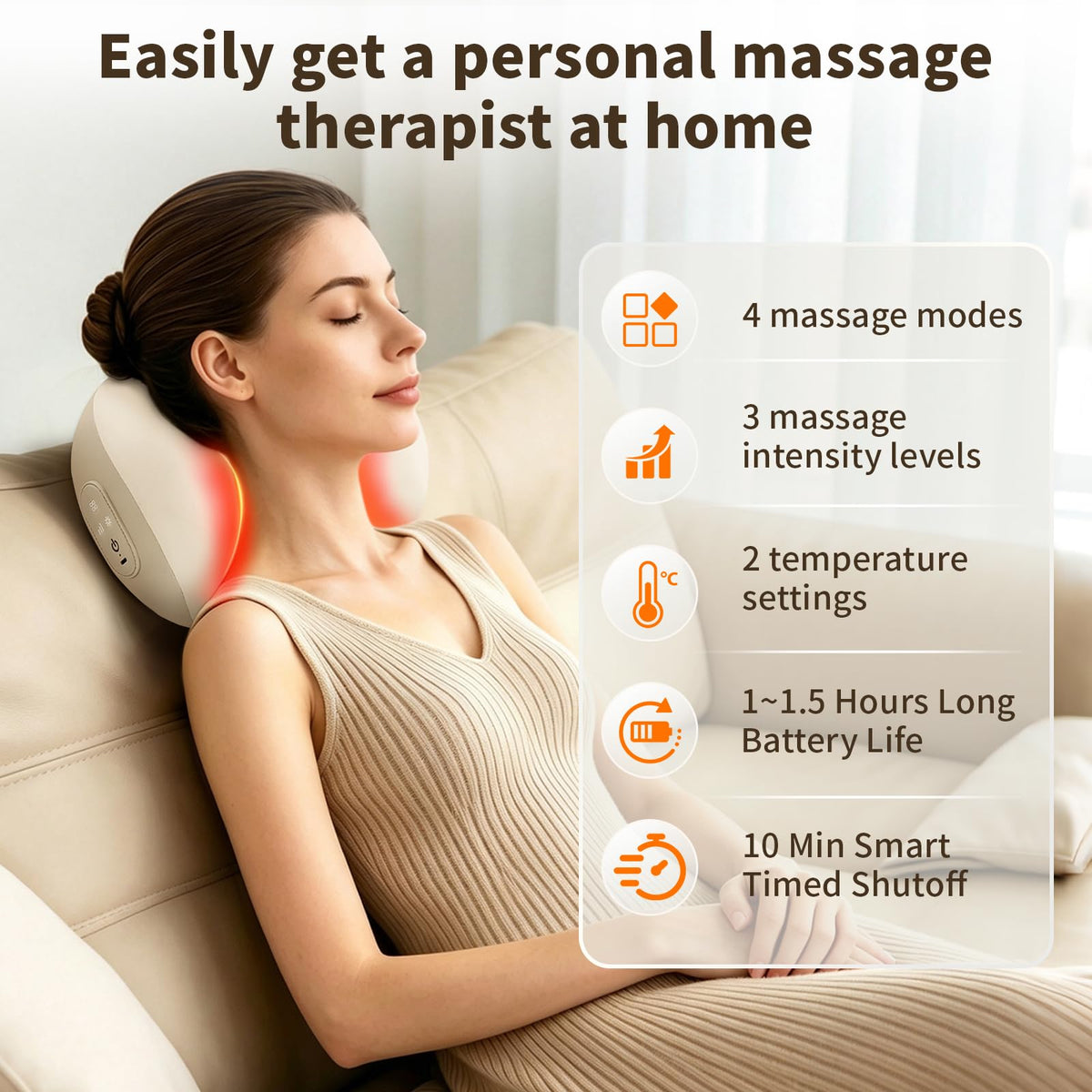 Morfone Heated Neck Massager with Heat, 3D Rolling Shiatsu Shoulder and Neck Massager Pillow for Neck Tension Relief, Back Massage at Home or Office