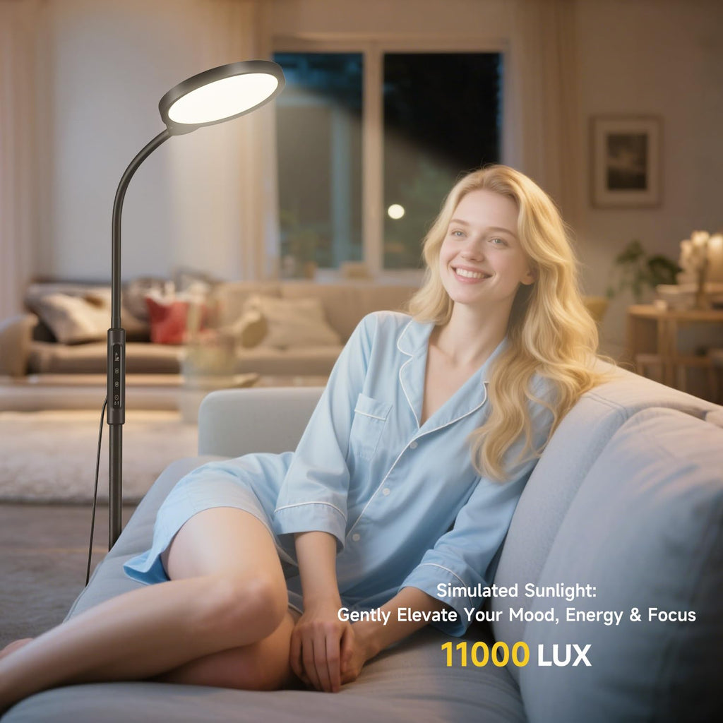 Morfone LED Full Spectrum Therapy Lamp APP Controlled Happy Light High CRI Floor Lamp with 10 Brightness Levels UV Free