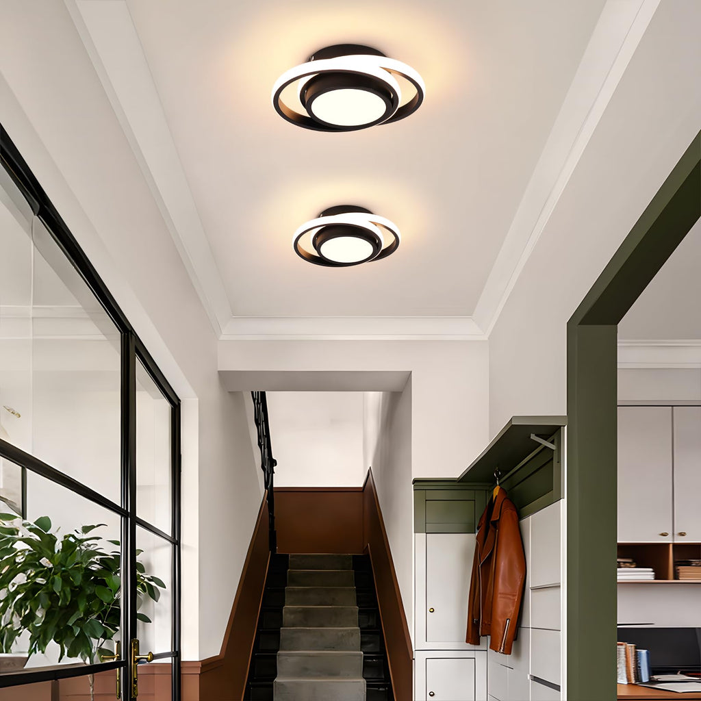 Beichen Small Modern LED Ceiling Light, 2-Ring Creative Design, 3000K Warm White Indoor Ceiling Lamp for Hallway, Living Room, Bedroom, Kitchen&Office