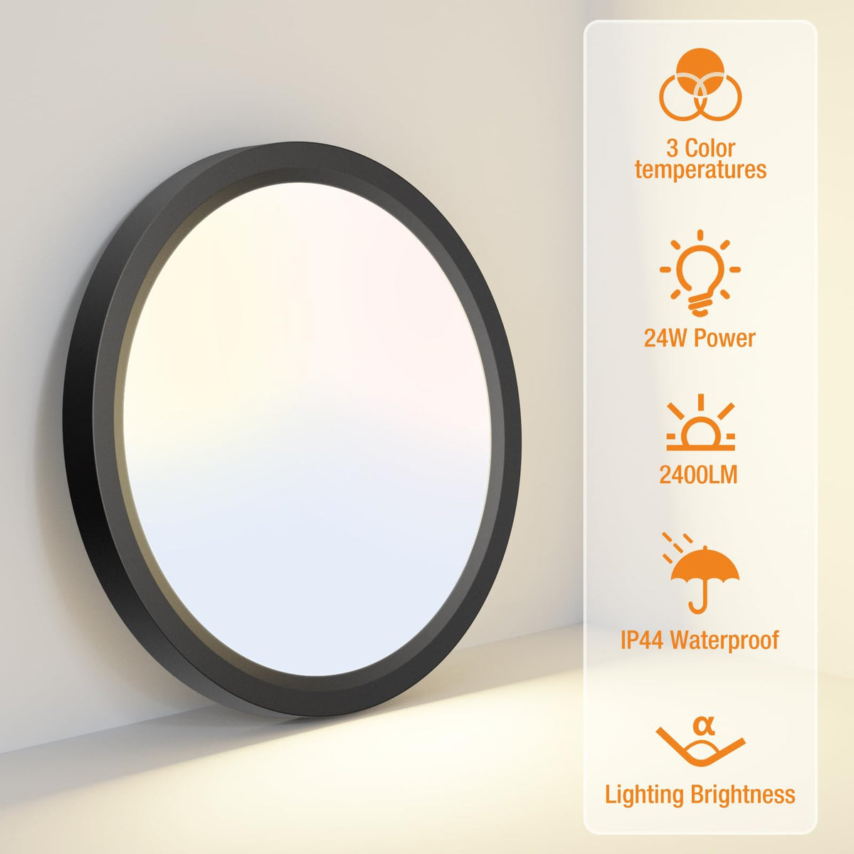 Beichen 9 Inch Round LED Flush Mount Ceiling Light 3000K-4000K-6500K Color Temperature Adjustable Ceiling Lamp for Bathroom Bedroom Laundry Room