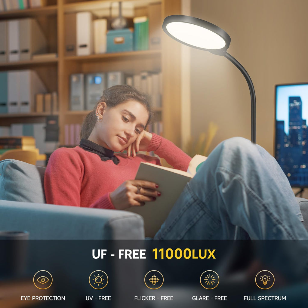 Morfone LED Full Spectrum Therapy Lamp APP Controlled Happy Light High CRI Floor Lamp with 10 Brightness Levels UV Free