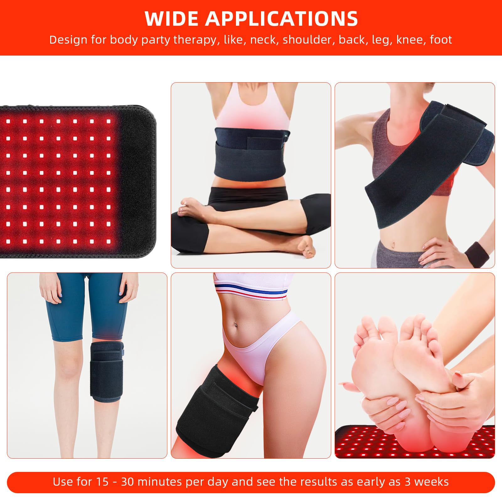 Morfone 660nm & 850nm Infrared Timed Heat Therapy Pad for Relieving Shoulder Back and Knee Pain