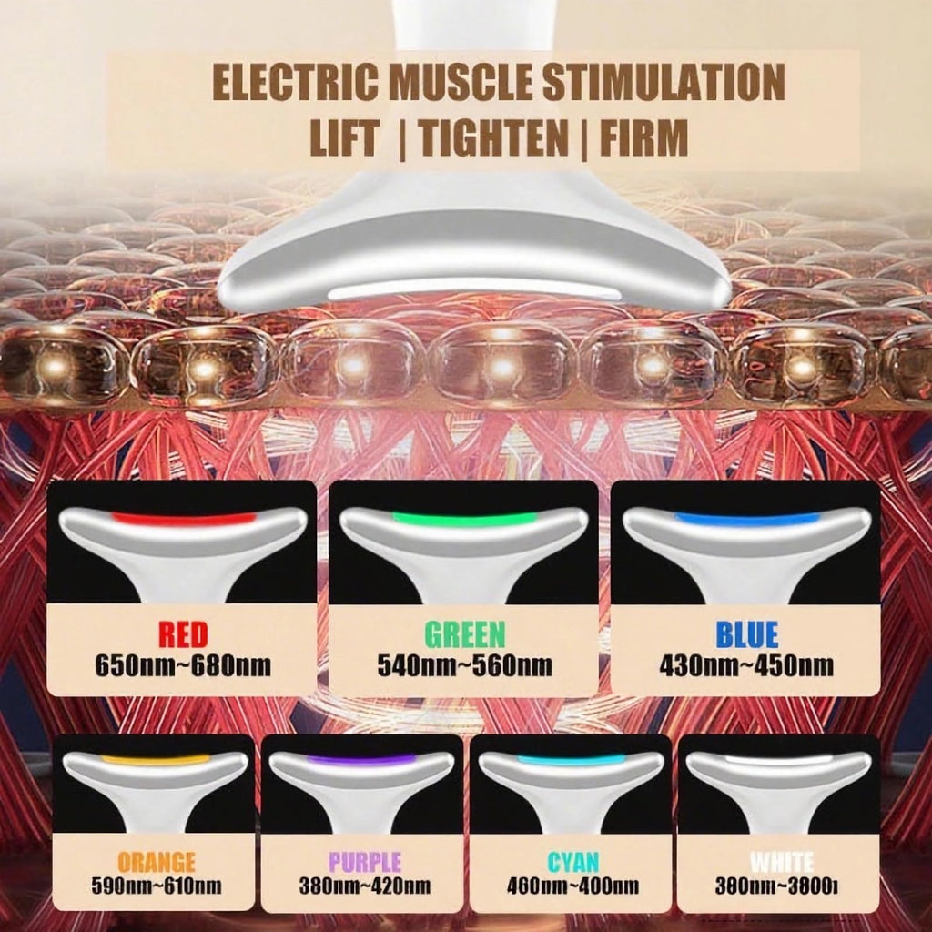 Morfone EMS 7-Color LED Face & Neck Massager with Vibration & Heat Facial Sculpting Wand