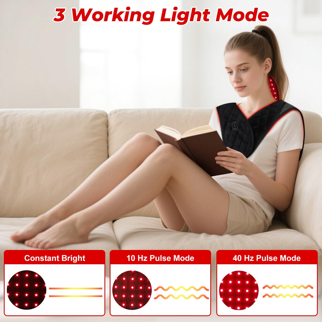 Morfone 3 in 1 Dual-Wavelength Wearable Neck Shoulder and Back Relief Red Light Therapy Device