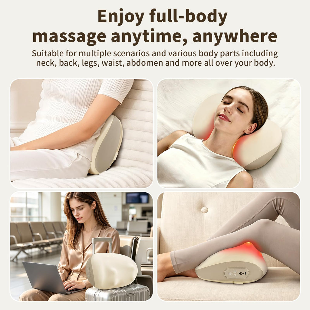 Morfone Heated Neck Massager with Heat, 3D Rolling Shiatsu Shoulder and Neck Massager Pillow for Neck Tension Relief, Back Massage at Home or Office