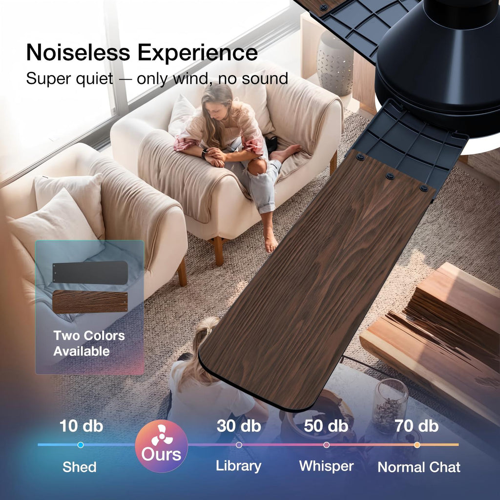 Beichen 52 Inch Low Profile Ceiling Fan with Light, 3-Color Dimmable, Quiet Reversible DC Motor, Remote Control, Timer for Bedroom & Covered Patio