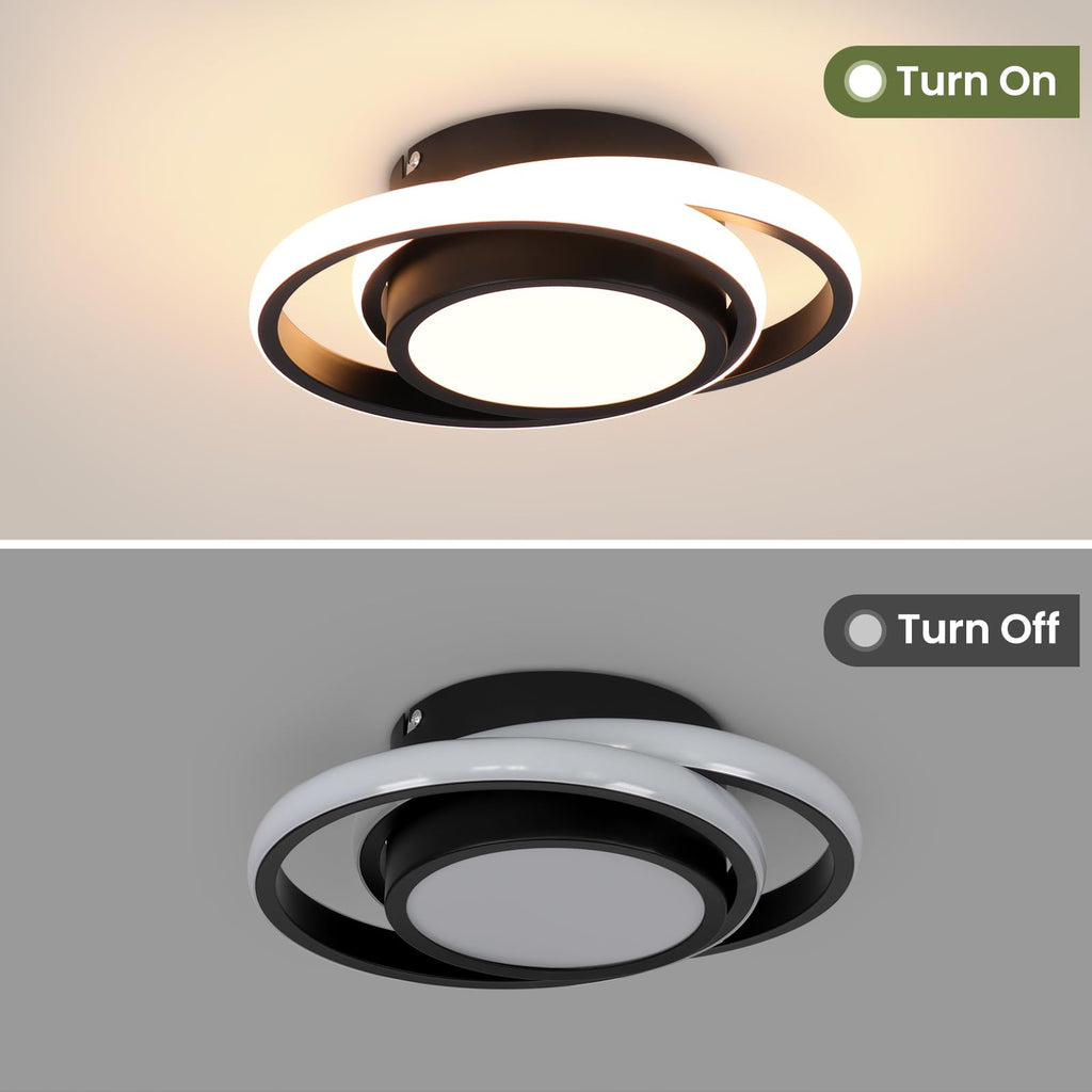 Beichen Small Modern LED Ceiling Light, 2-Ring Creative Design, 3000K Warm White Indoor Ceiling Lamp for Hallway, Living Room, Bedroom, Kitchen&Office