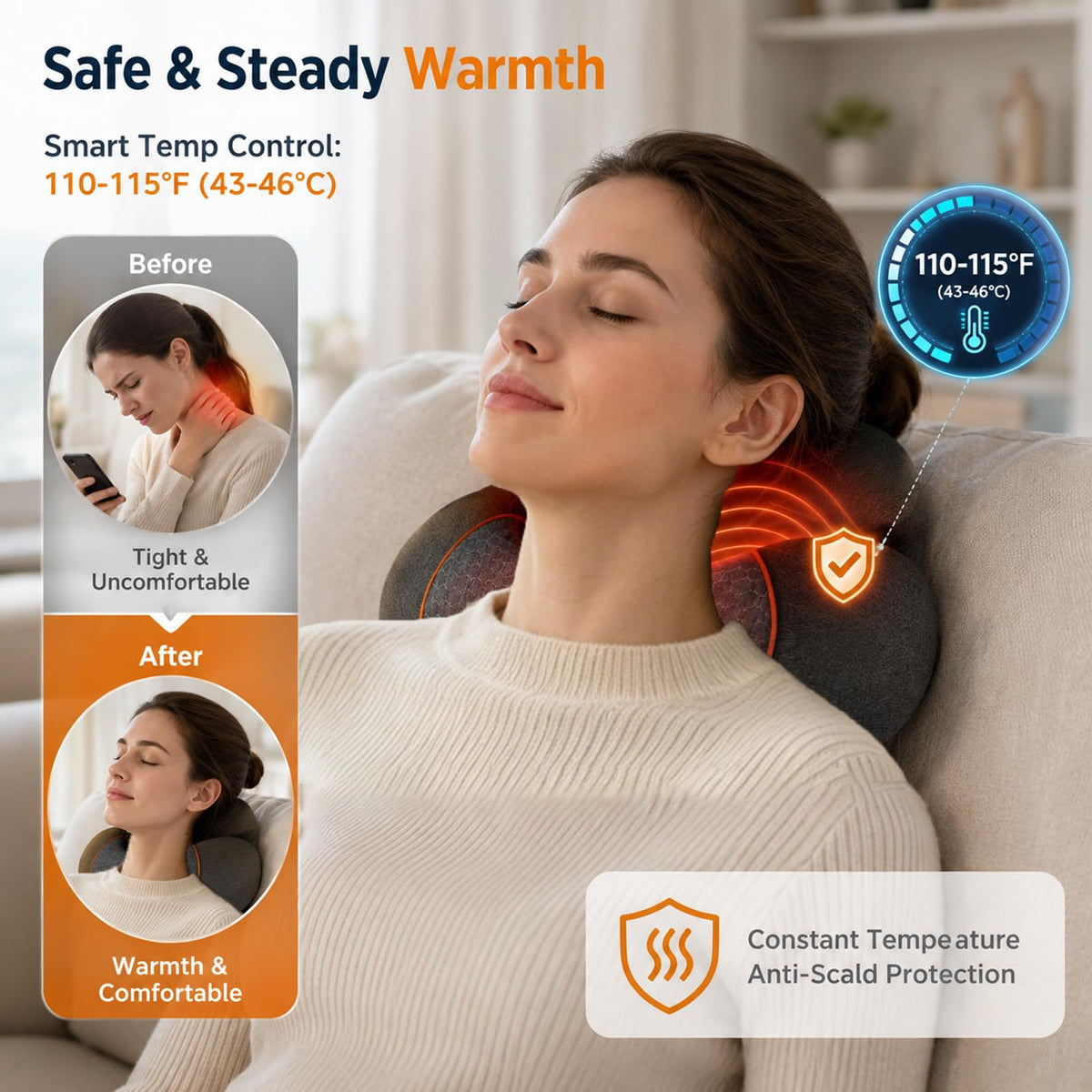 Morfone 3-in-1 with Heat Vibration & Air Pressure Neck Massage Pillow Cervical Support Therapy Pillow