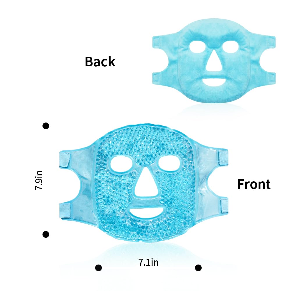 Morfone Hot Cold Face Mask, Reusable Ice Eye Mask with Cooling Gel Compress for Dark Circles, Puffiness, Headache Relief and Skincare at Home