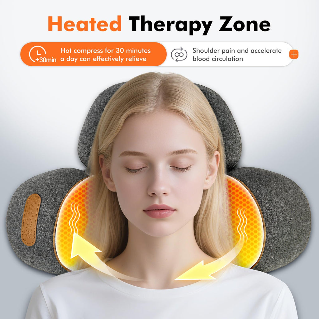 Morfone 3-in-1 Heating and Massage Neck Pillow for Relieving Shoulder and Back Pain Cervical Massage Pillow Gray