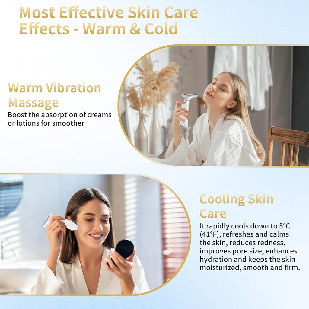 Morfone EMS 7-Color LED Face & Neck Massager with Vibration & Heat Facial Sculpting Wand