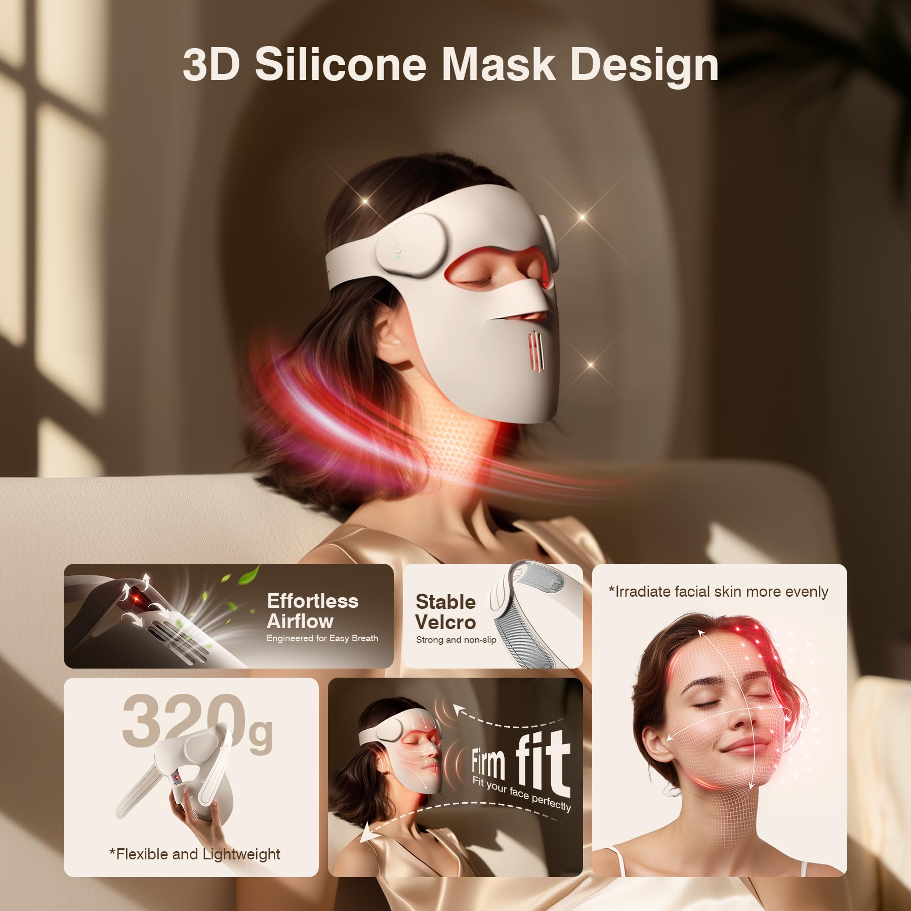 Morfone 9 Mode Facial Red Light Therapy 850nm Infrared and Red Light Mask Home Light Therapy Skincare