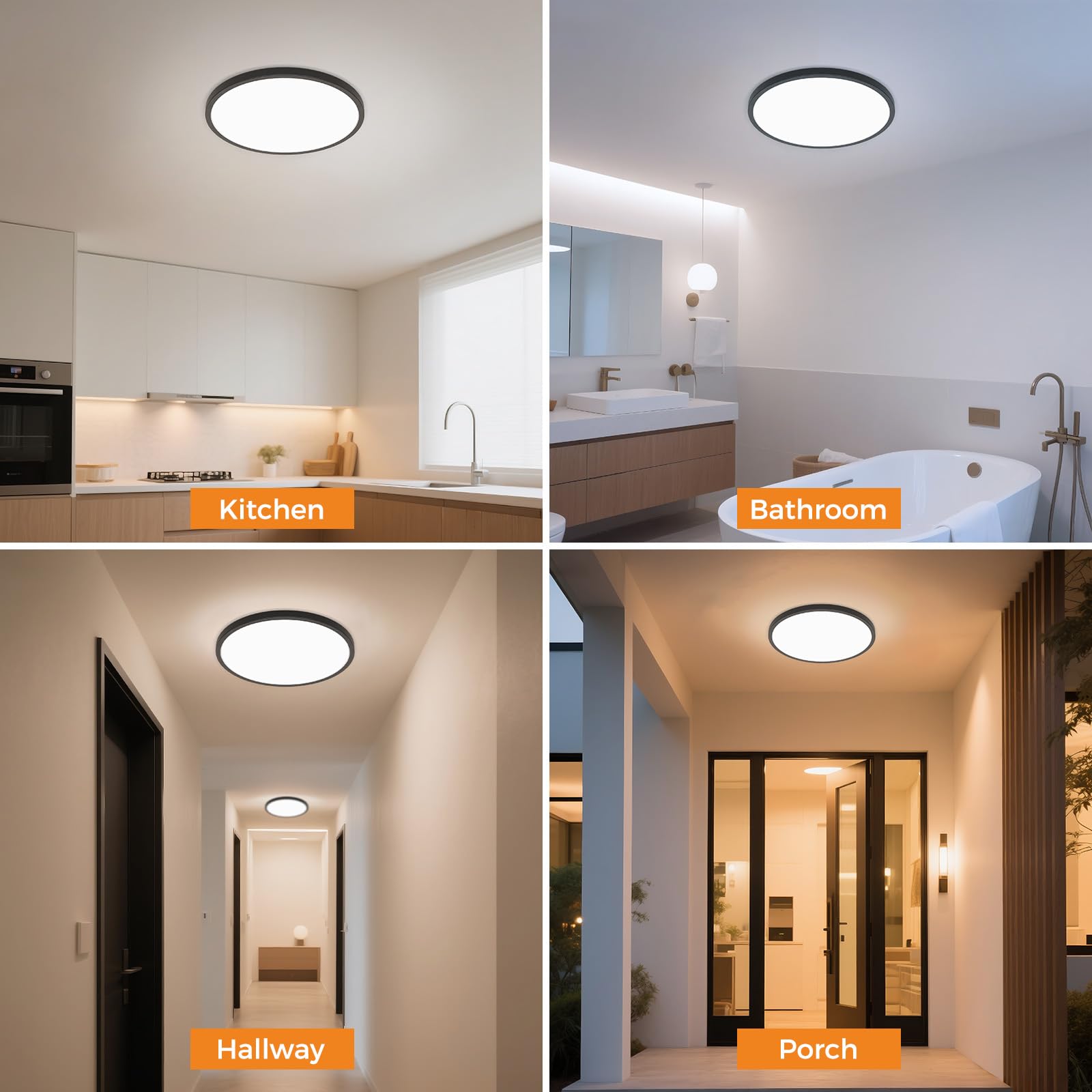 Beichen 9 Inch Round LED Flush Mount Ceiling Light 3000K-4000K-6500K Color Temperature Adjustable Ceiling Lamp for Bathroom Bedroom Laundry Room