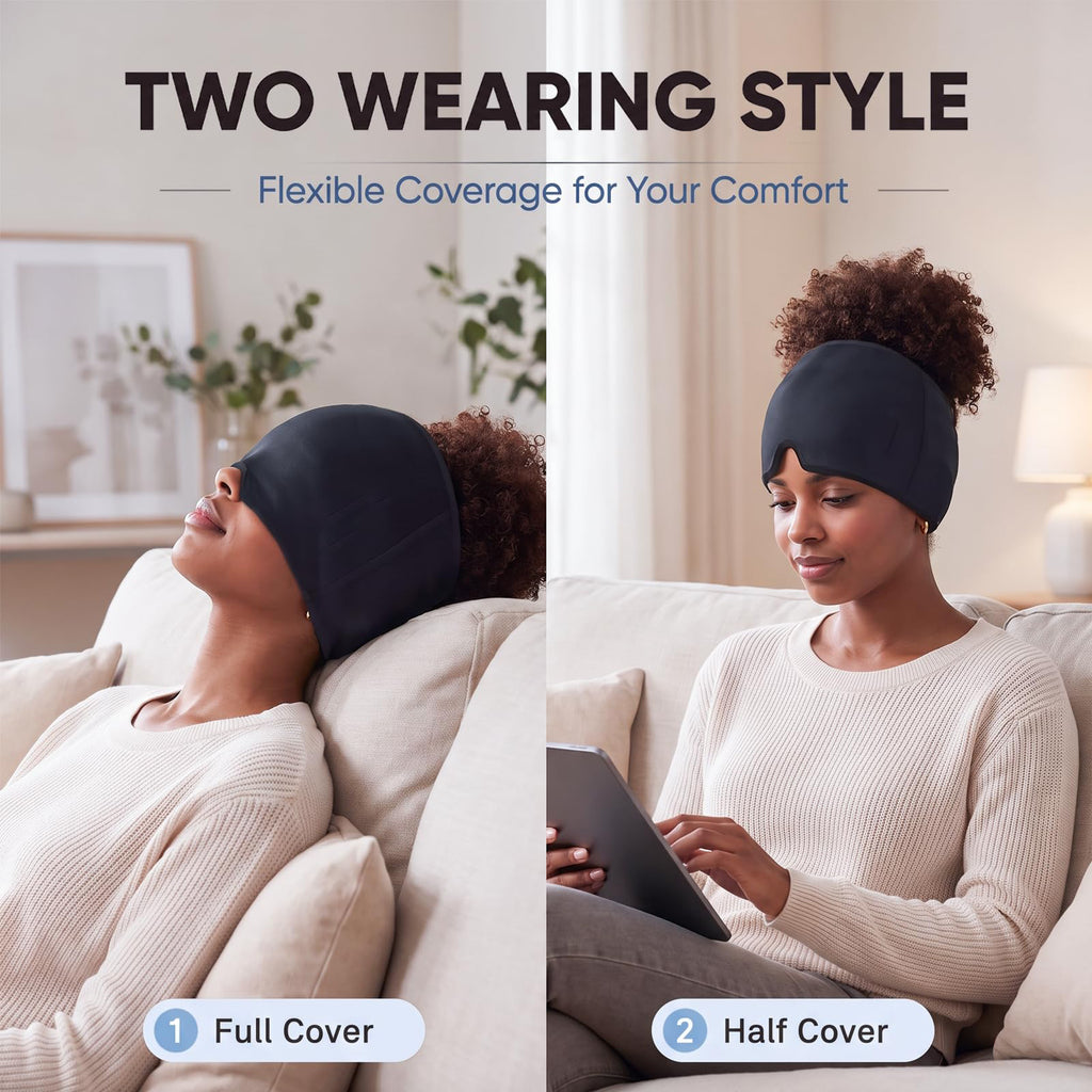 Morfone Migraine Relief Cap, Reusable Ice Pack Head Wrap with Odorless Gel for Headache Relief, Stress Relaxation, Puffy Eyes and Cold Therapy Use