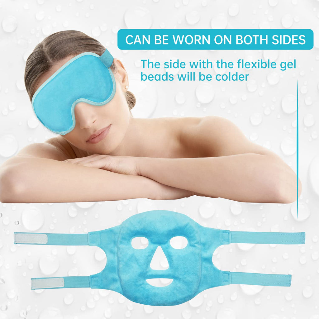Morfone Cooling Face Mask with Hot Cold Compress, Reusable Ice Pack Eye Mask for Dark Circles, Facial Puffiness, Headache Relief and Post Cosmetic Skin Care