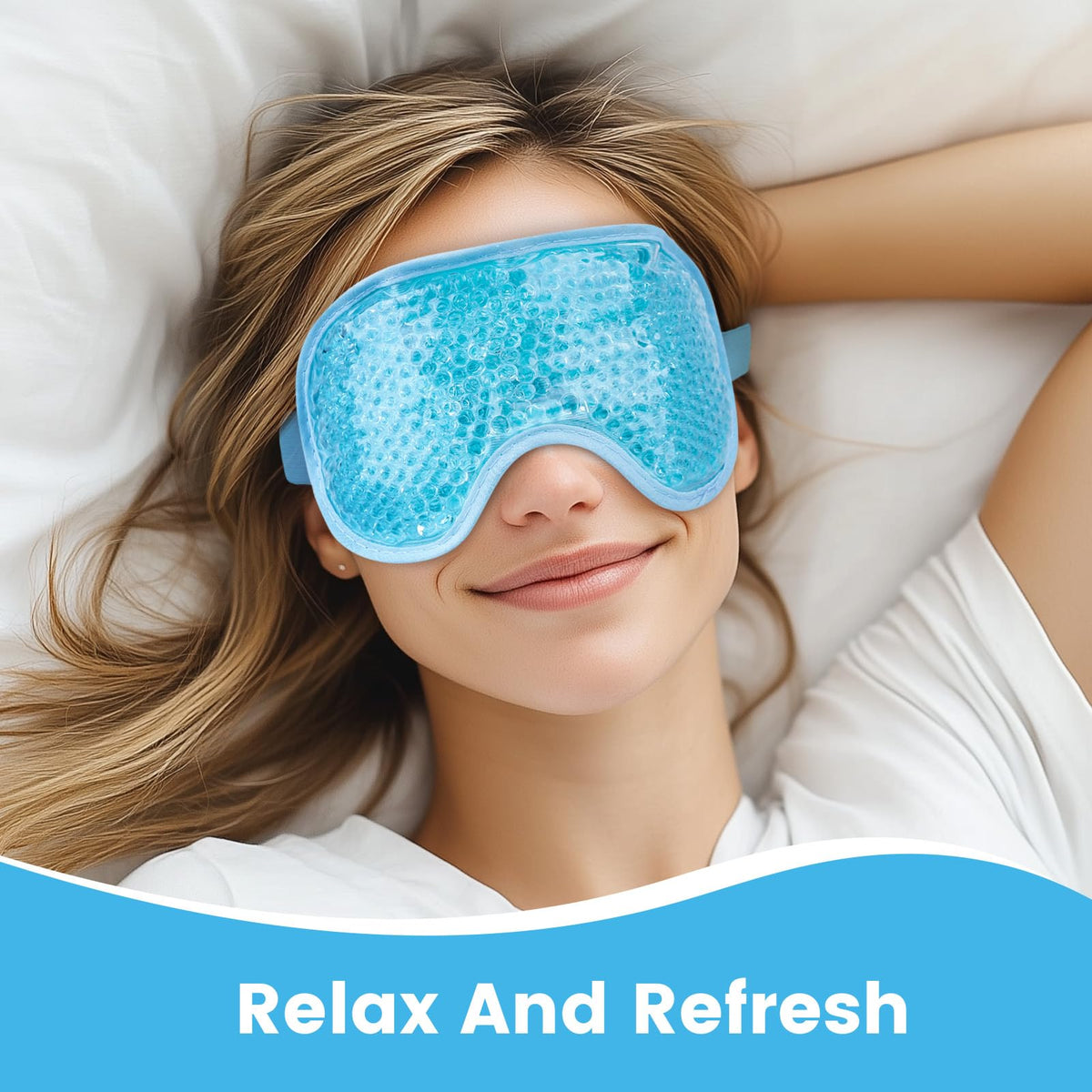 Morfone Hot Cold Face Mask, Reusable Ice Eye Mask with Cooling Gel Compress for Dark Circles, Puffiness, Headache Relief and Skincare at Home