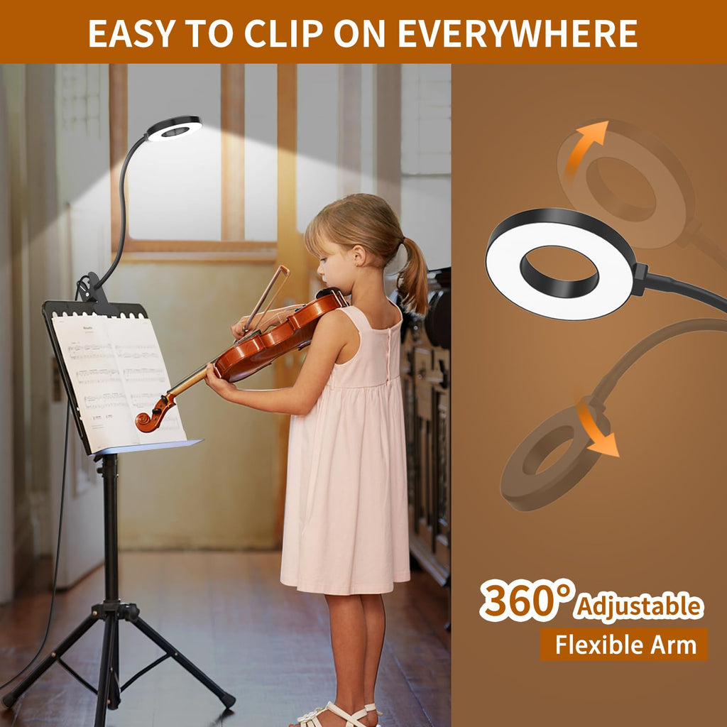 Beichen 3 Color Modes 10 Brightness LED Desk Lamp with Clamp, Flexible Arm Reading Light, Clip On Book Light for Bed, Table&Dorm