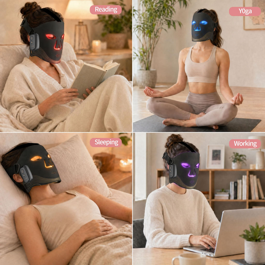 Morfone 2000mAh 660nm 850nm Red Light Therapy Device Wireless LED Face Therapy Device with Remote Control