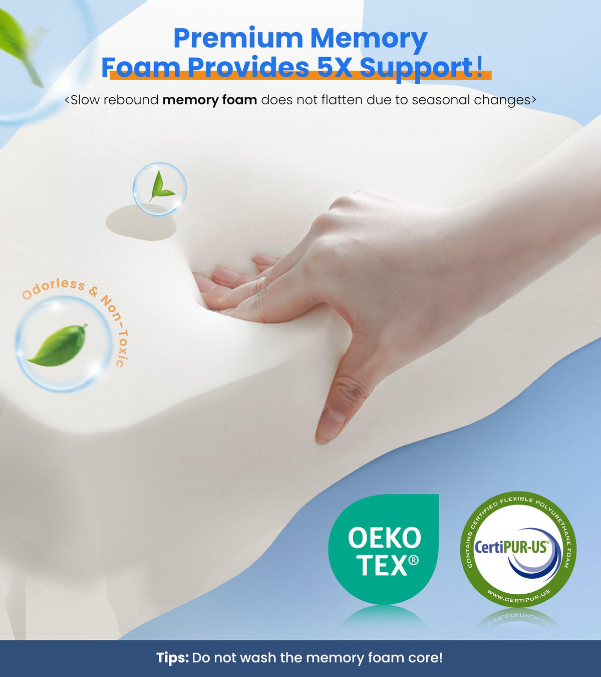 Morfone Ergonomic Neck Pillow, Odorless Contour Memory Foam Pillow for Comfortable Sleep, Cervical Support Pillow for Side, Back and Stomach Sleepers