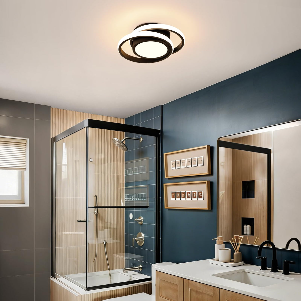 Beichen Small Modern LED Ceiling Light, 2-Ring Creative Design, 3000K Warm White Indoor Ceiling Lamp for Hallway, Living Room, Bedroom, Kitchen&Office