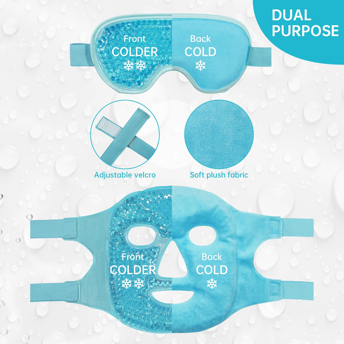 Morfone Cooling Face Mask with Hot Cold Compress, Reusable Ice Pack Eye Mask for Dark Circles, Facial Puffiness, Headache Relief and Post Cosmetic Skin Care
