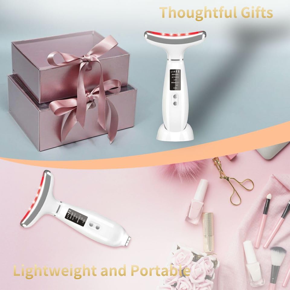 Morfone EMS 7-Color LED Face & Neck Massager with Vibration & Heat Facial Sculpting Wand