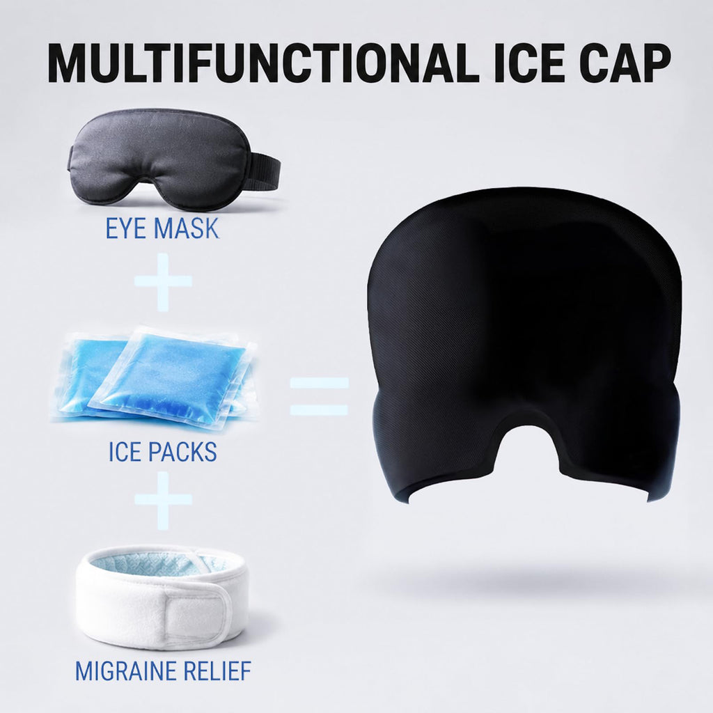 Morfone Migraine Relief Cap, Reusable Ice Pack Head Wrap with Odorless Gel for Headache Relief, Stress Relaxation, Puffy Eyes and Cold Therapy Use