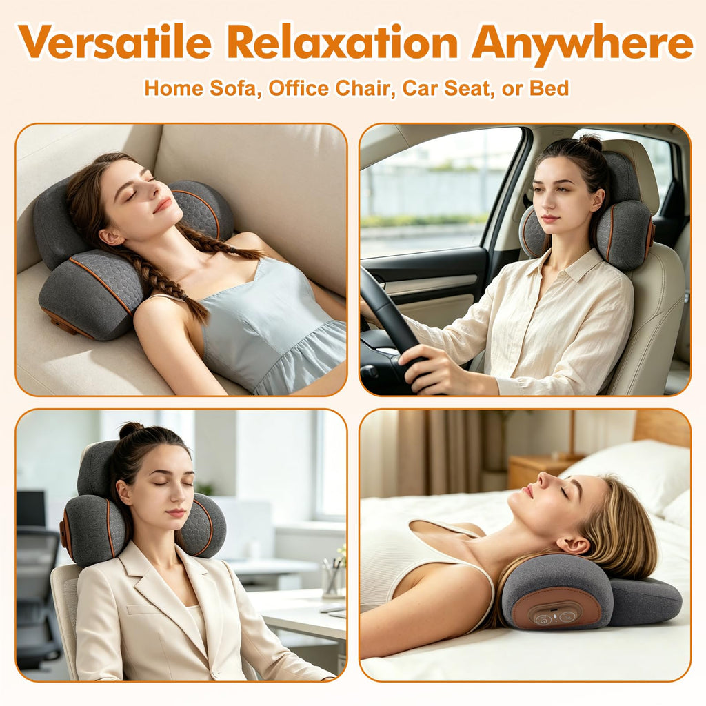 Morfone 3-in-1 with Heat Vibration & Air Pressure Neck Massage Pillow Cervical Support Therapy Pillow