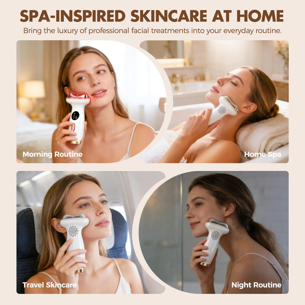 Morfone Cold and Heated Electric microcurrent facial device,  , 7-in-1 led facial Puffiness，Face and Neck  Sculpting Massager, for Lifting, Contouring, and Firming