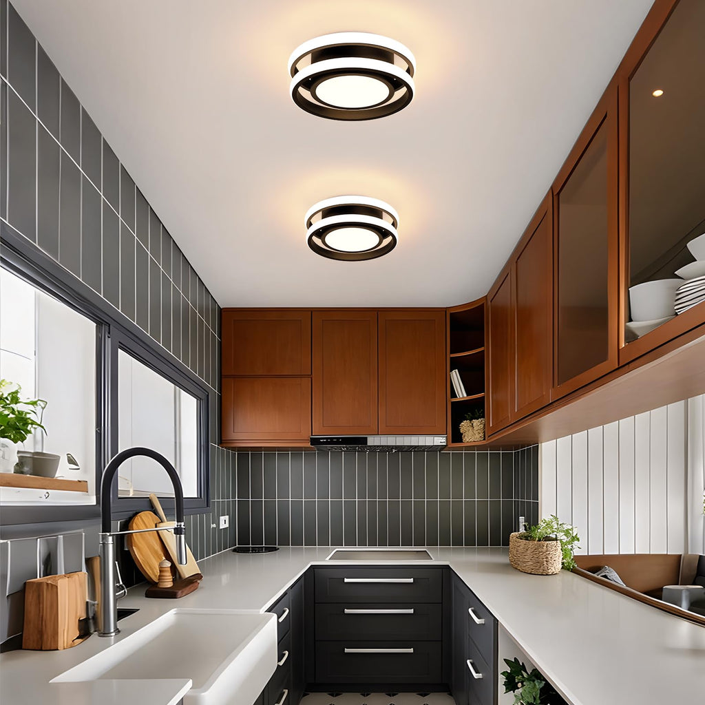 Beichen Small Modern LED Ceiling Light, 2-Ring Creative Design, 3000K Warm White Indoor Ceiling Lamp for Hallway, Living Room, Bedroom, Kitchen&Office