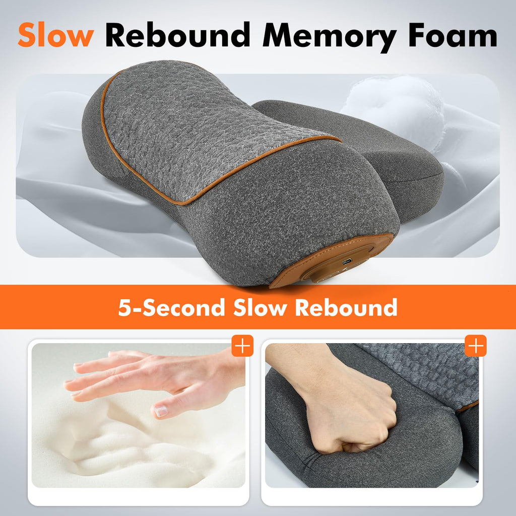 Morfone 3-in-1 Heating and Massage Neck Pillow for Relieving Shoulder and Back Pain Cervical Massage Pillow Gray