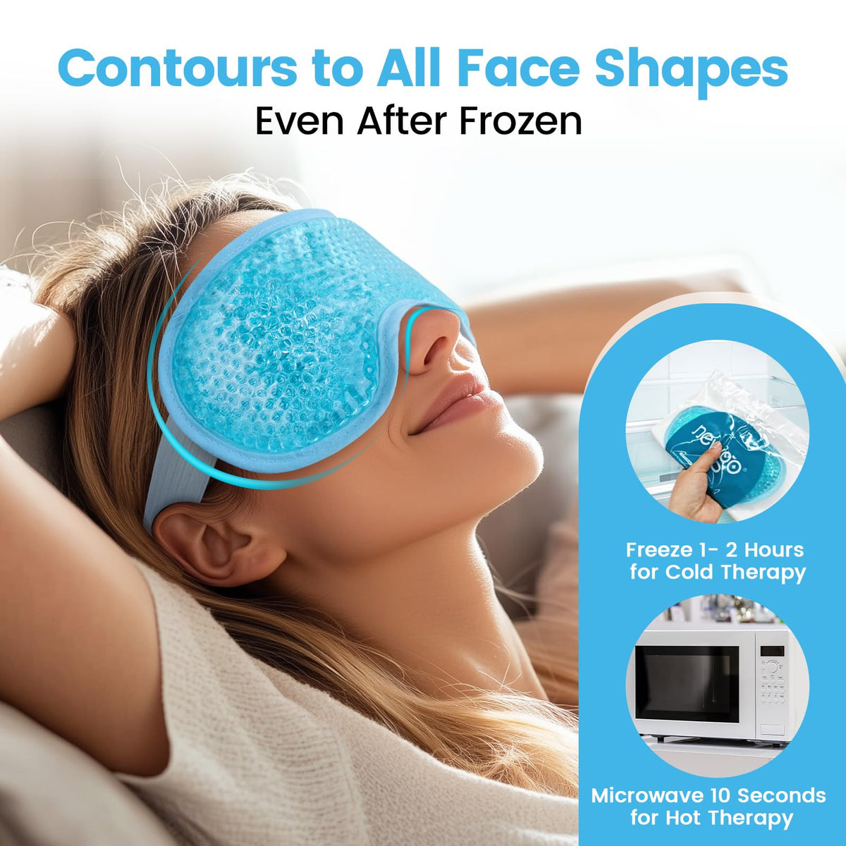 Morfone Hot Cold Face Mask, Reusable Ice Eye Mask with Cooling Gel Compress for Dark Circles, Puffiness, Headache Relief and Skincare at Home