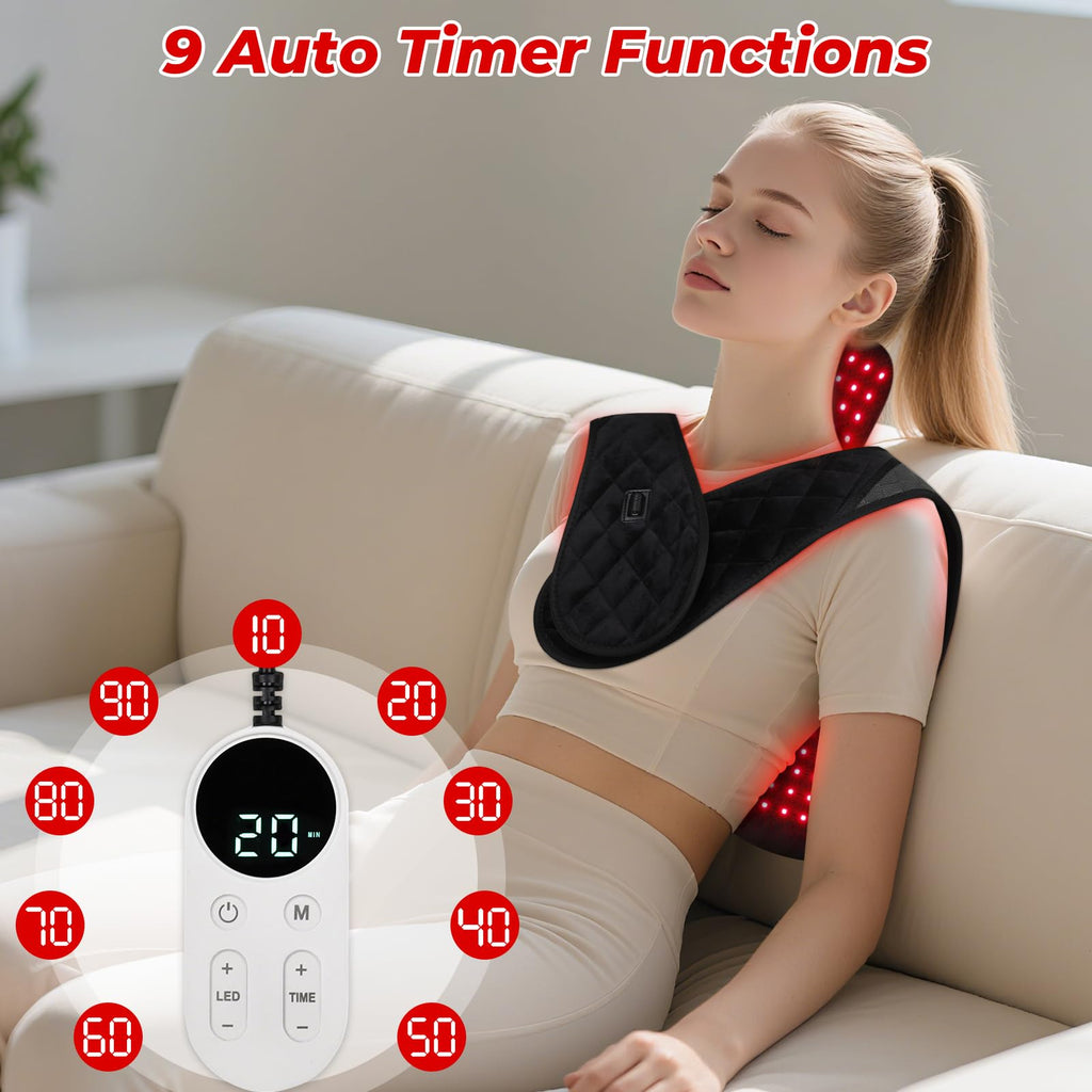 Morfone 3 in 1 Dual-Wavelength Wearable Neck Shoulder and Back Relief Red Light Therapy Device
