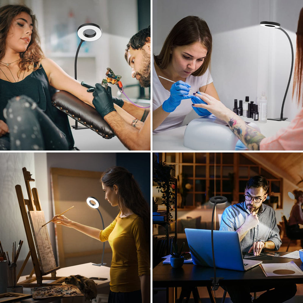 Beichen 3 Color Modes 10 Brightness LED Desk Lamp with Clamp, Flexible Arm Reading Light, Clip On Book Light for Bed, Table&Dorm